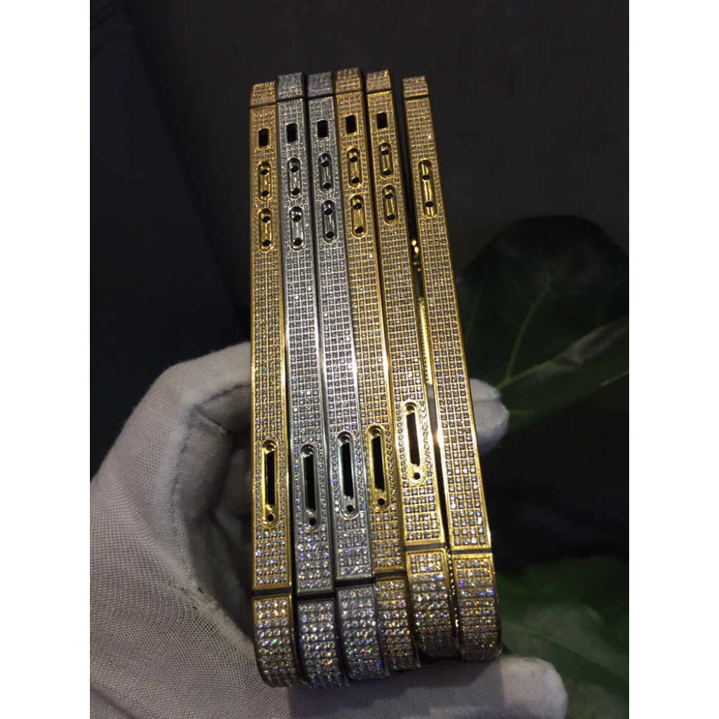 24k Gold Plated Middle Frame With Diamond Crystal For Iphone 12 Pro 12